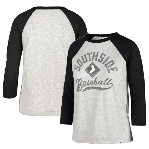 '47 Tops - Chicago White Sox '47 Women's City Retro Raglan 3/4 Sleeve T-Shirt Size SM NWT